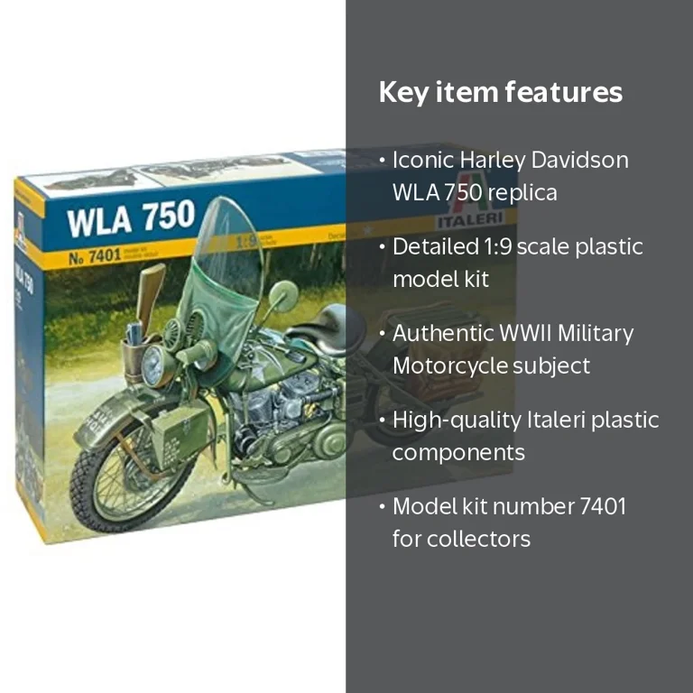 Italeri Harley Davidson WLA 750 WWII Military Motorcycle 1:9 Scale