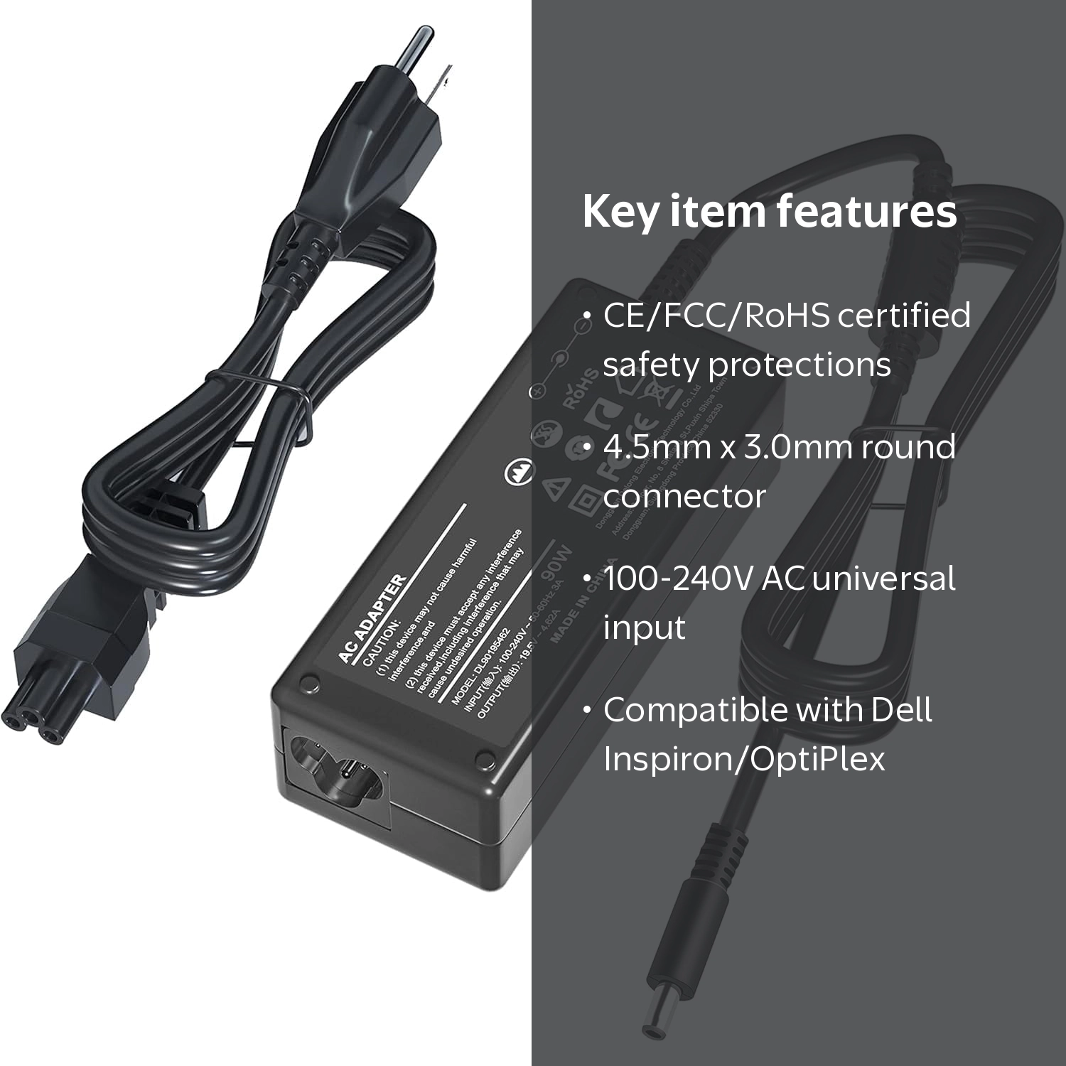 90W 4.5mm Laptop Charger for Dell Inspiron 5400 / 5401 / 5490
