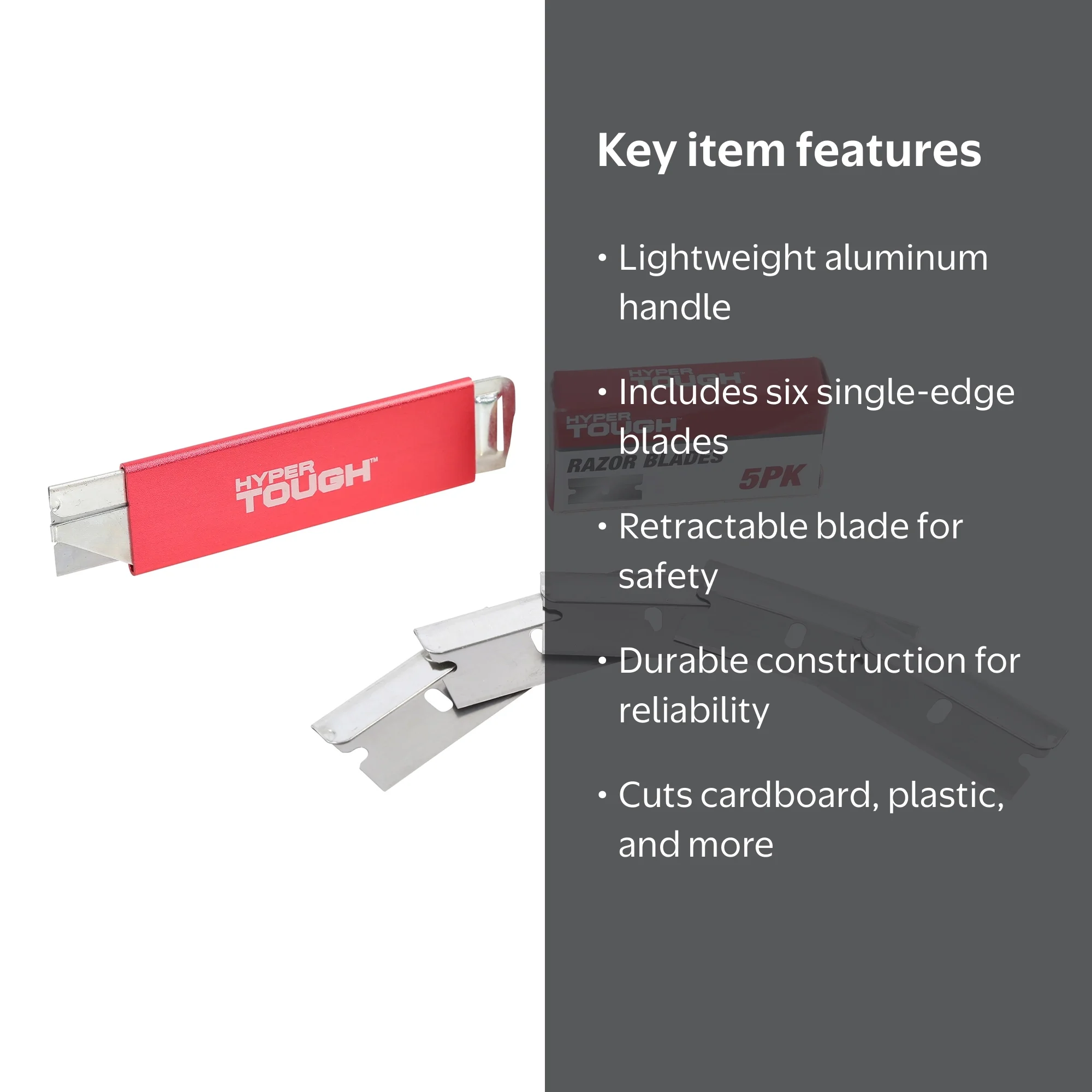 Hyper Tough Aluminum Retractable Box Cutter with 6 Blades