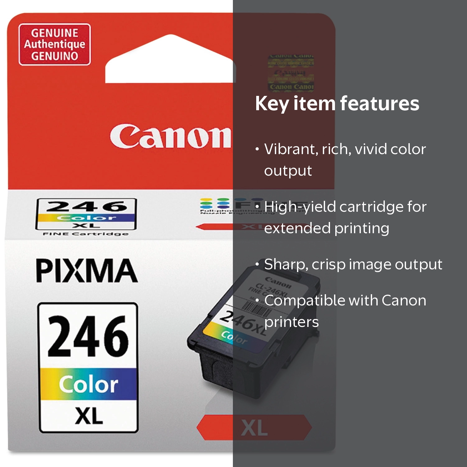 Canon CL-246XL High-Yield Tri-Color Ink with FINE Technology, XL