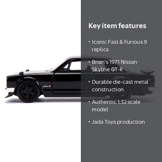 Fast and Furious 1:32 Brians Nissan Skyline 2000 GT-R Diecast Car