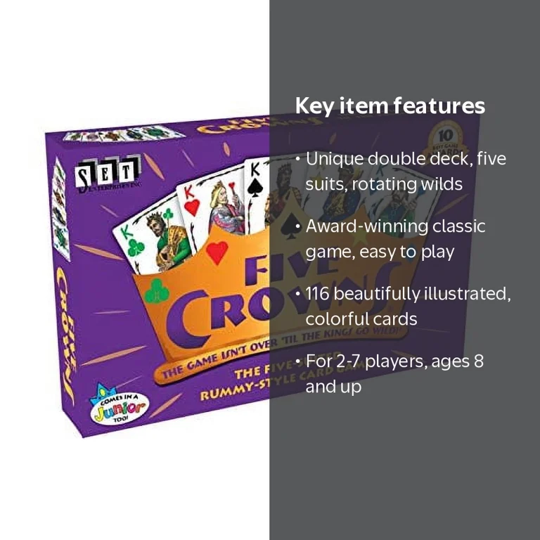 SET Enterprises, Five Crowns Card Game, Purple, 116 cards