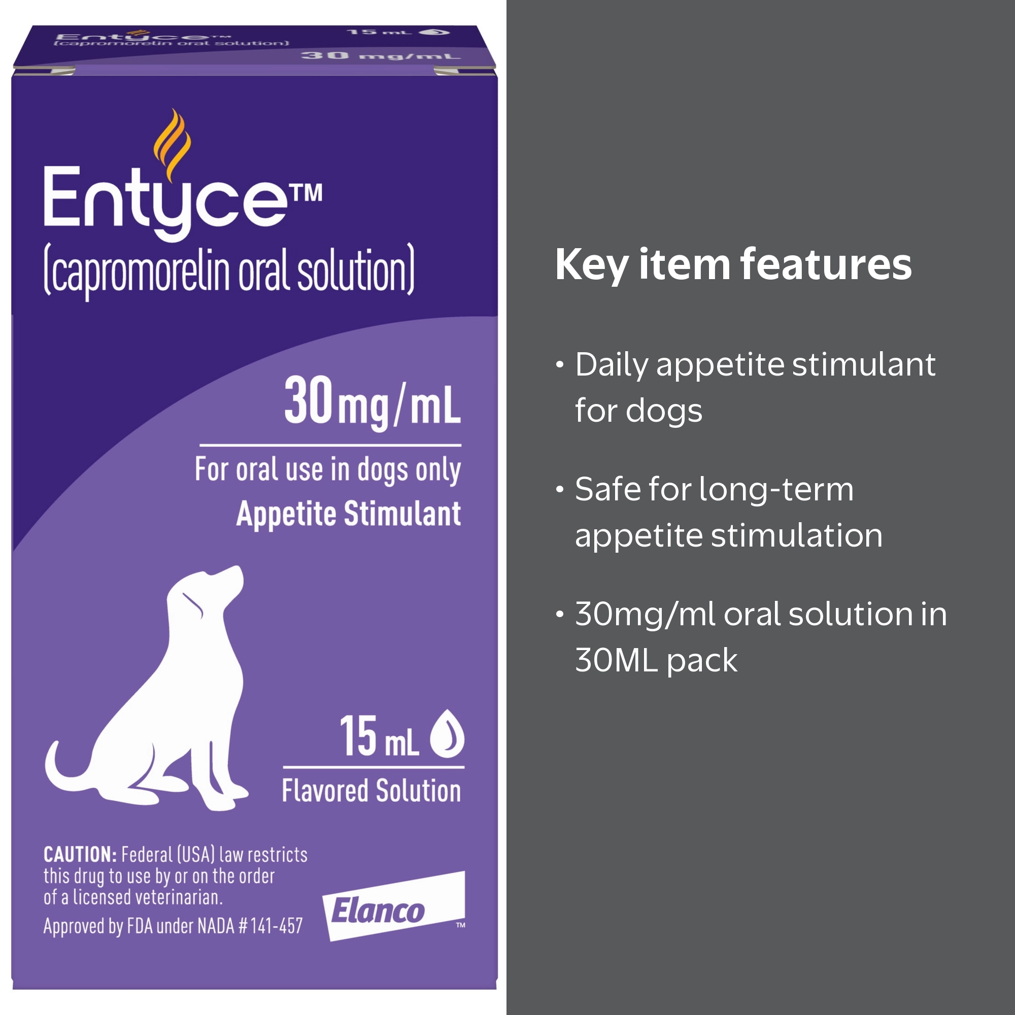 Entyce Dog Appetite Stimulant Oral Solution, 30mg/ml, 30ml