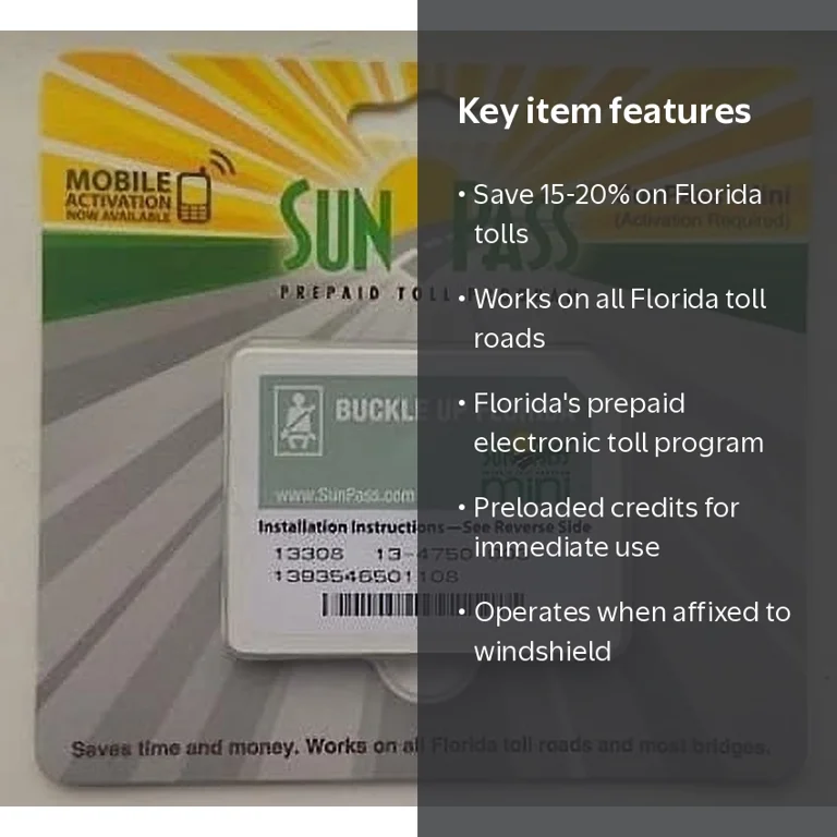 Sunphis Ss Sunpass Mini Prepaid Toll Program, Suction-Mounted for Florida Glass ...