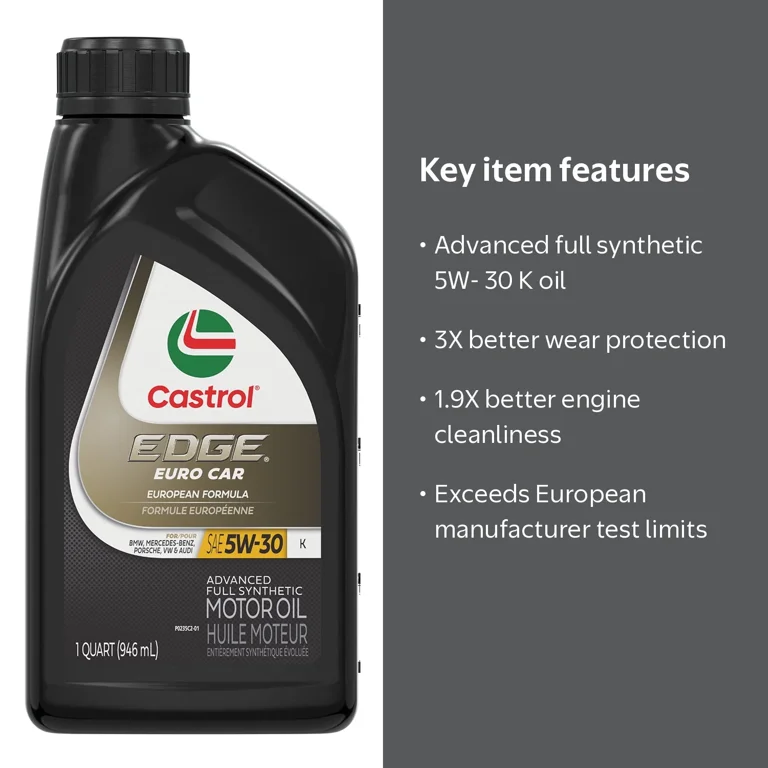 Castrol EDGE Euro 5W-30 K Synthetic Motor Oil, 1 Quart - Walmart.com