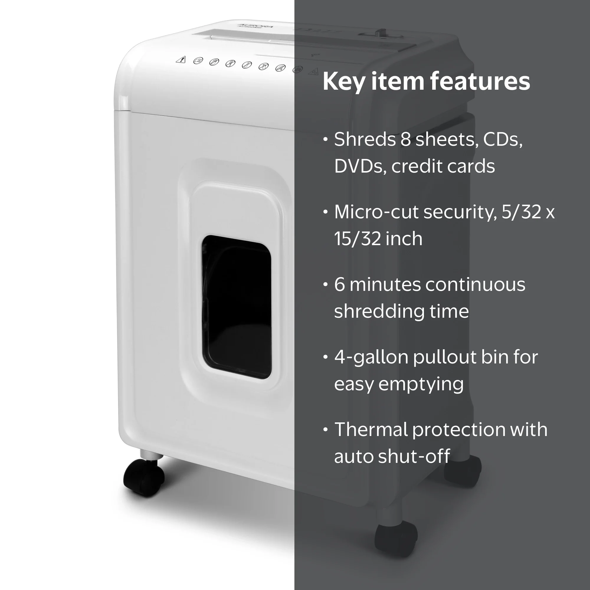 Aurora, High-Security Micro-Cut Shredder, AU860MB, 8-Sheet