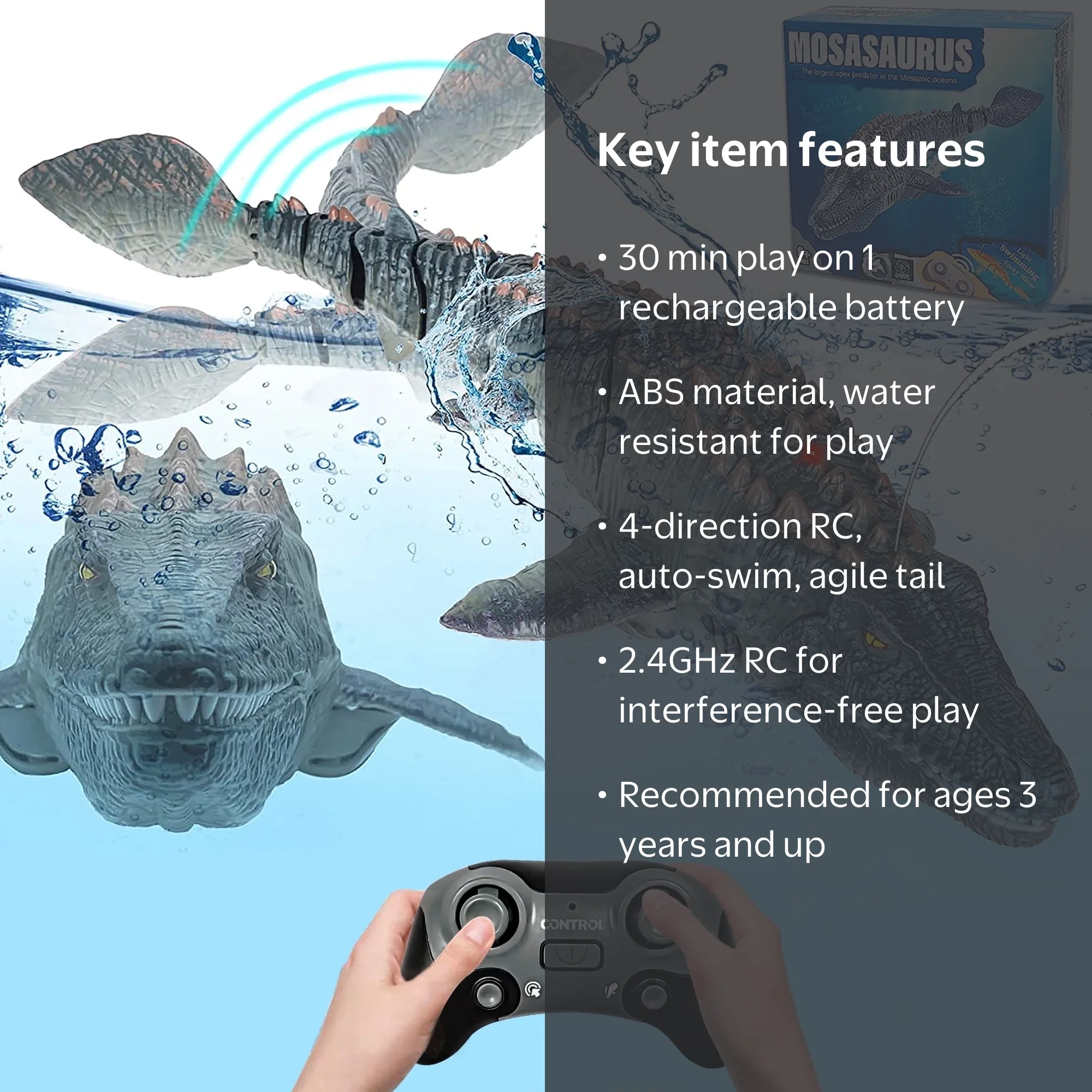 ラジコンサウンド　MASU Adofi Remote Control Mosasaurus Dinosaur Toy, RC Swimming Dinosaur