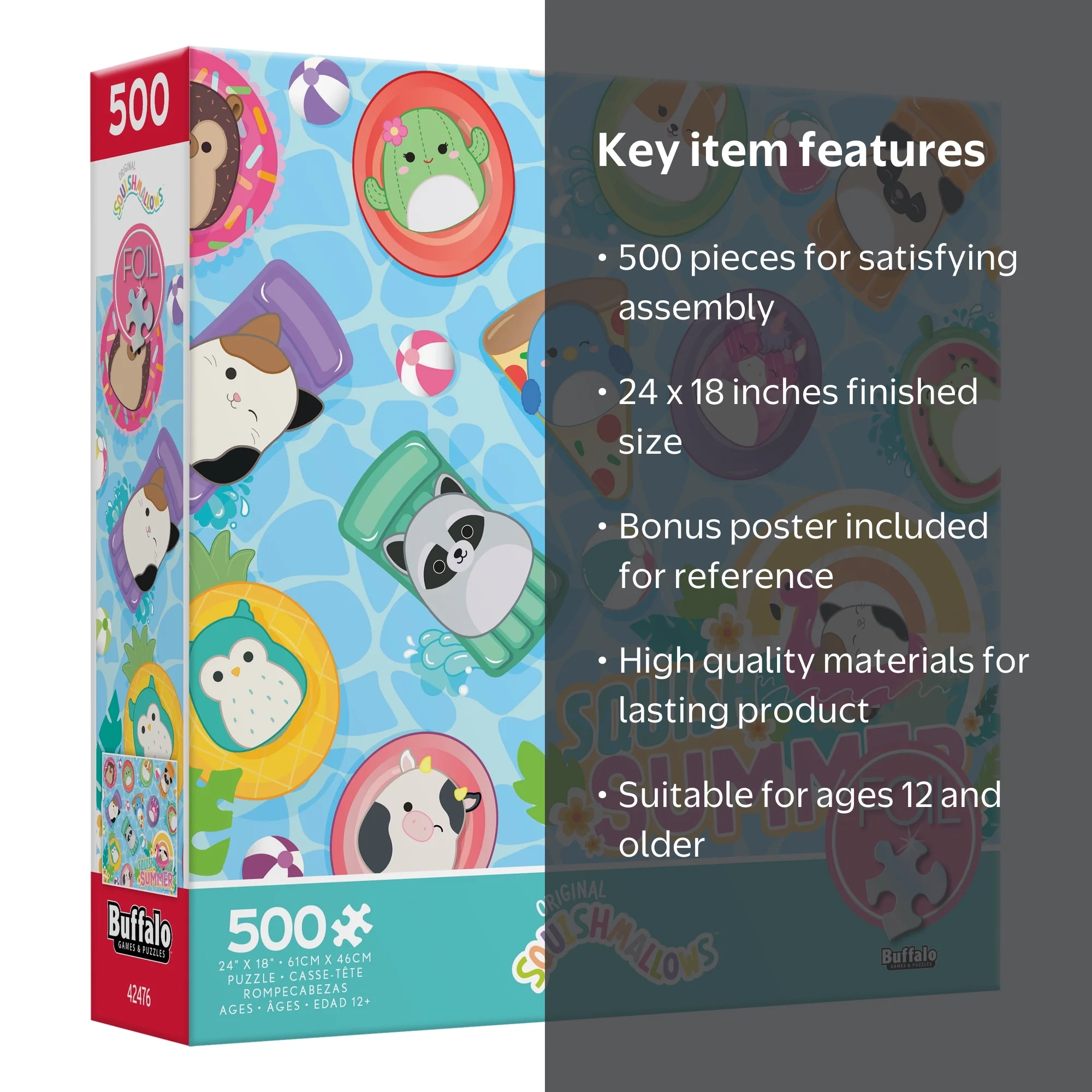 Ceaco 500 Piece Foil Squishmallow Pool Party Interlocking Jigsaw