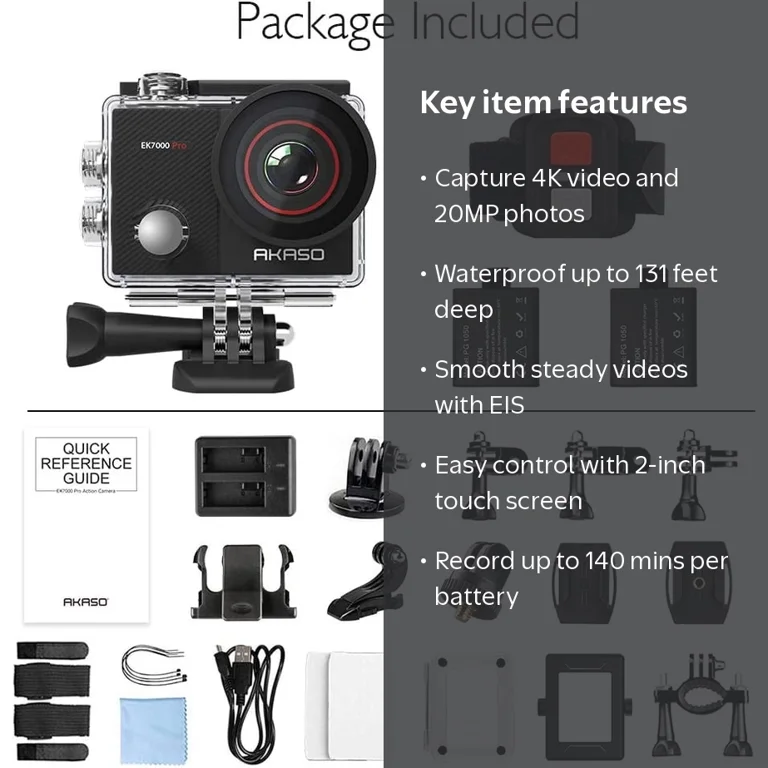 AKASO, Action Camera, EK7000 Pro, 4K30fps Waterproof Underwater