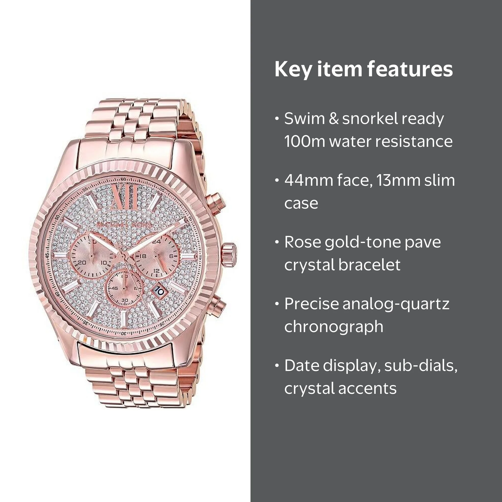 roseです。 Michael Kors Lexington Men's Chronograph Watch, Rose Gold-Tone