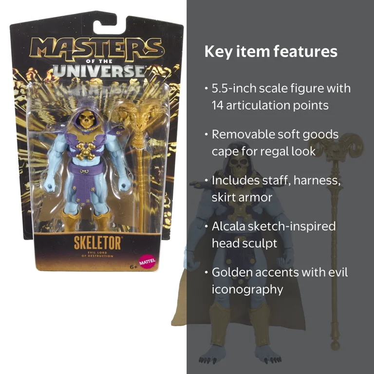 アメコミ MASTERS OF THE UNIVERSE - SKELETOR Masters of the Universe Skeletor Action Figure Toy, 5.5 Inch