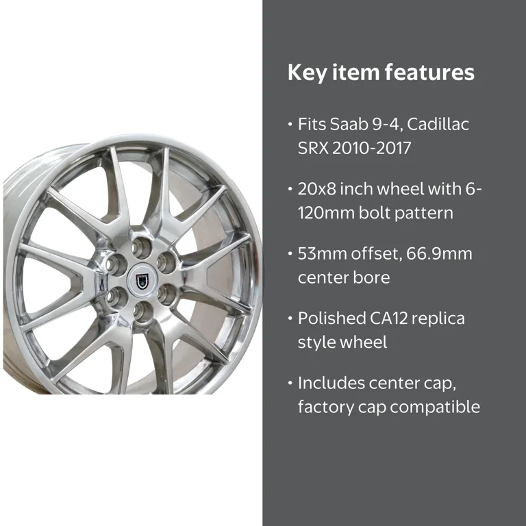 20 inch Rim fits 10-17 Cadillac SRX Style Polished Wheel Direct