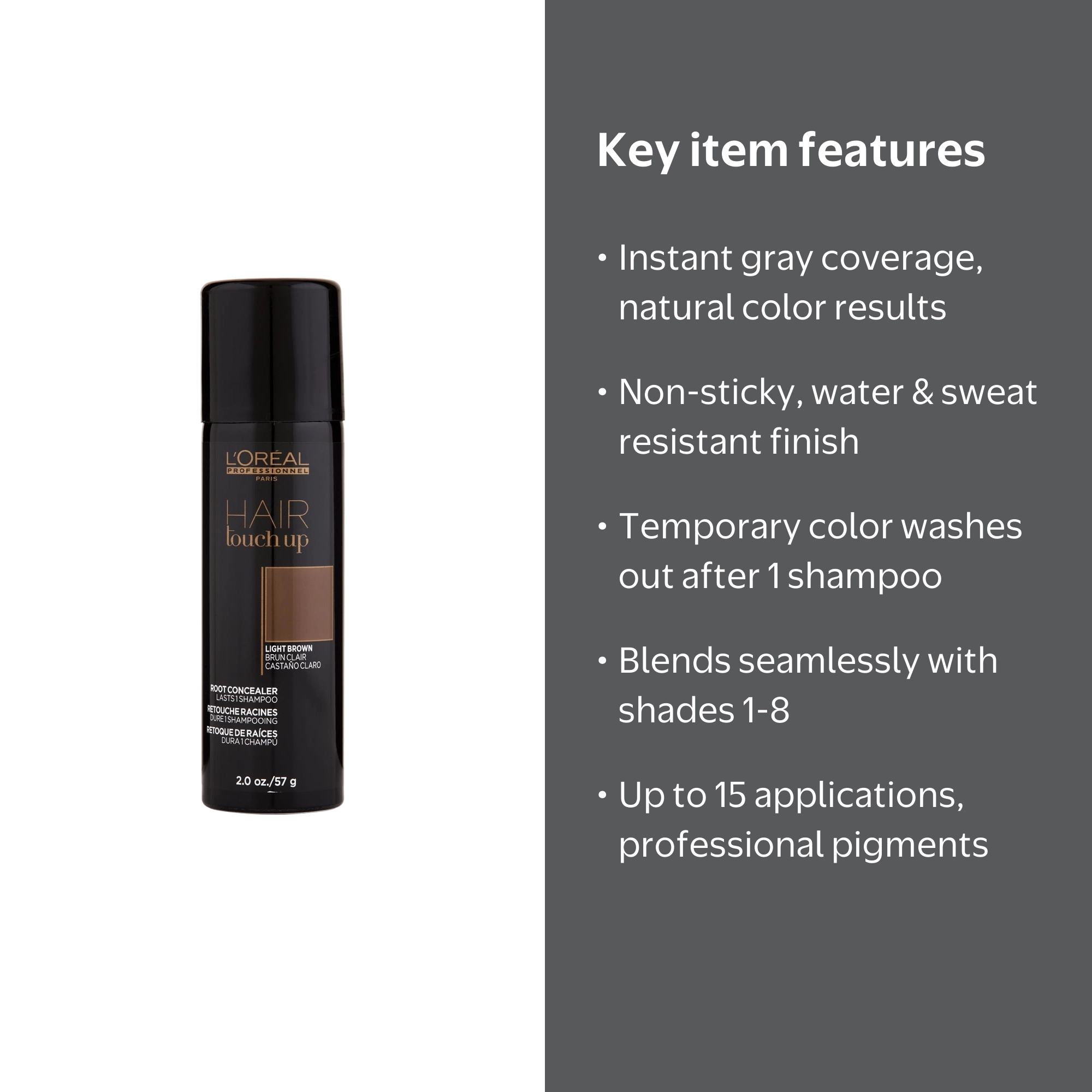 L'Oreal Paris Hair Touch Up, Light Brown Root Concealer Spray, 2