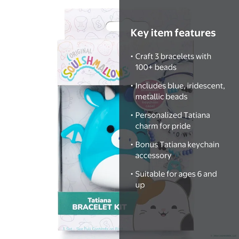 Squishmallows Tatiana the Dragon Bracelet Kit with Beads and