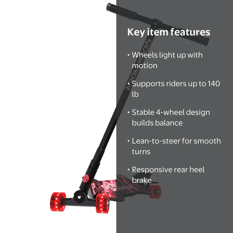 MELO Sidewinder Kids Carving Scooter with 70mm LED Wheels, Ages 5+