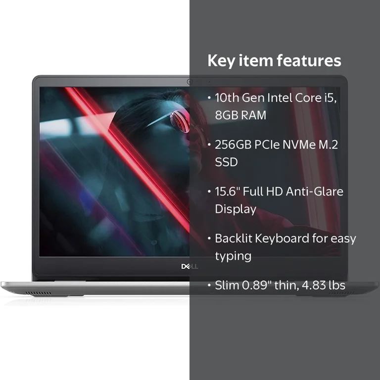 Dell Inspiron 15 Laptop, 10th Gen Core i5, 256GB SSD, 8GB RAM