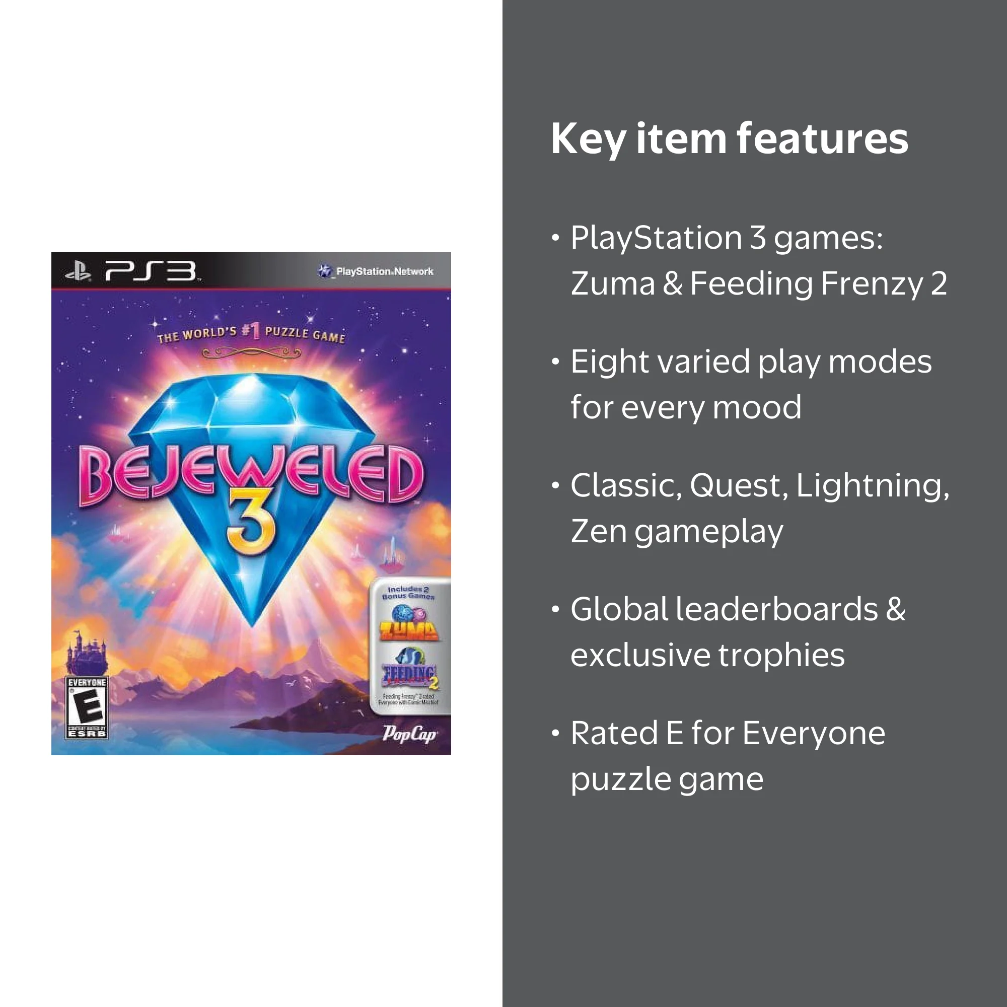 Bejeweled 3 (with Zuma & Feeding Frenzy 2) - PlayStation 3
