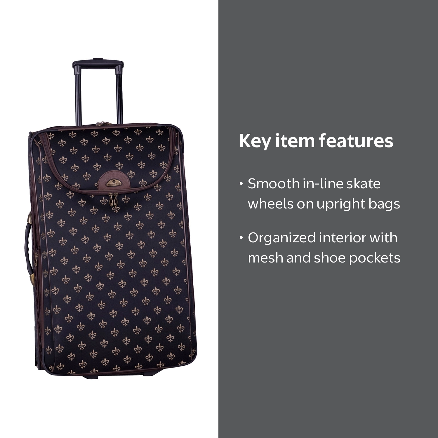American Flyer, Fleur De Lis 4 Piece Luggage Set, Rolling Uprights
