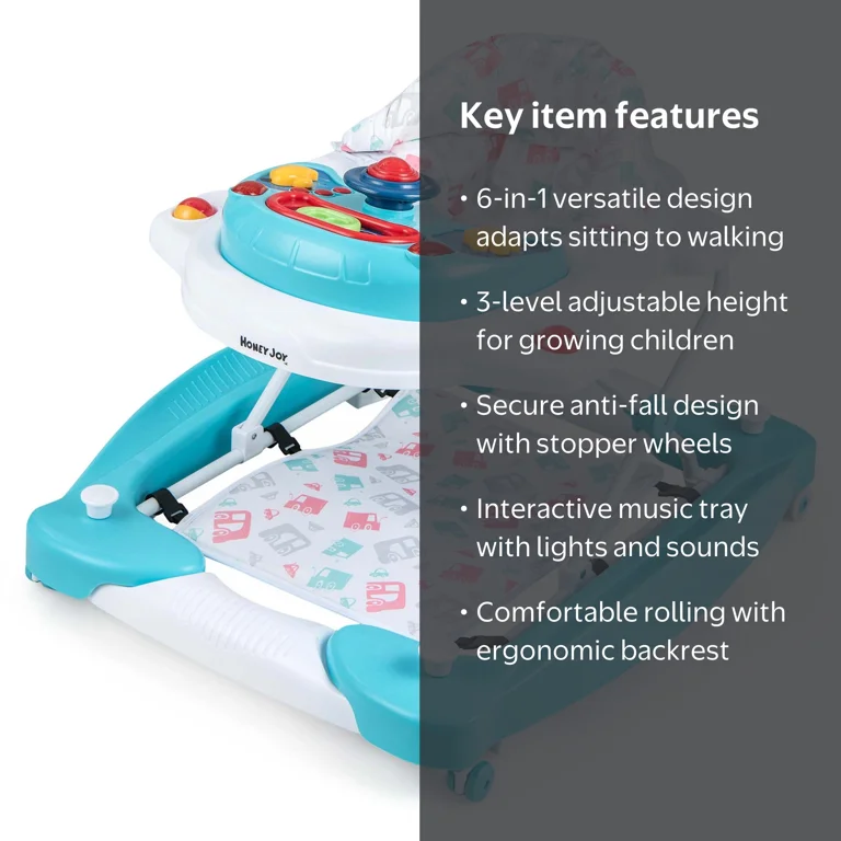 Costway 6 in 1 Baby Walker Activity Center Adjustable Height for 6