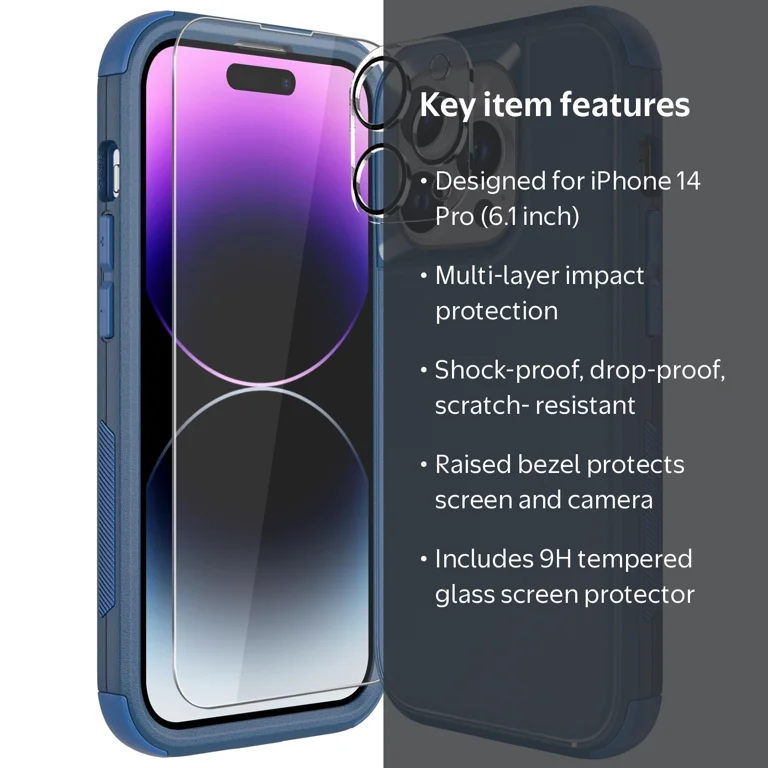 Diverbox for iPhone 14 Pro Case [Shockproof] [Dropproof] [Tempered