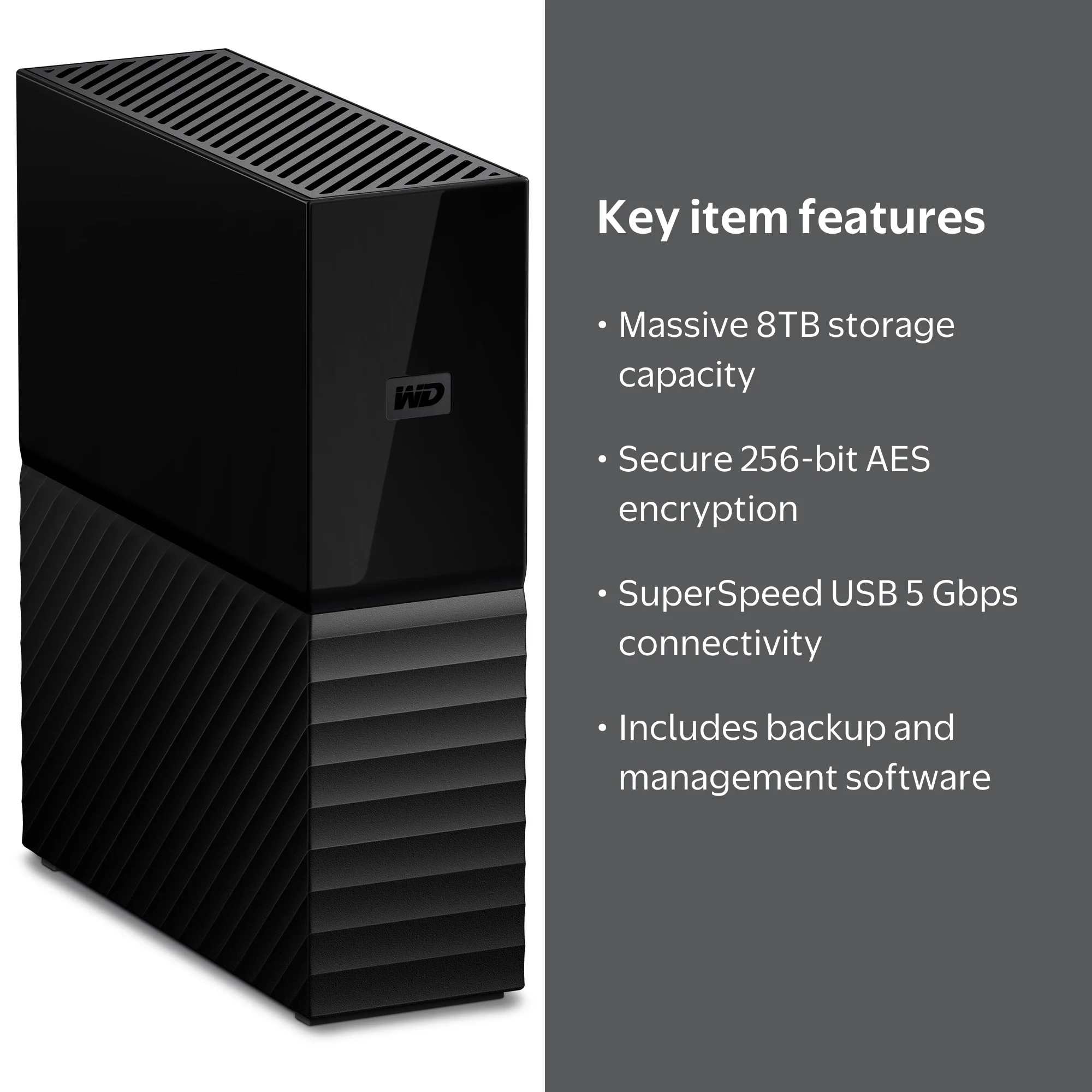 WD 8TB External Hard Drive, Desktop Storage with Backup Software