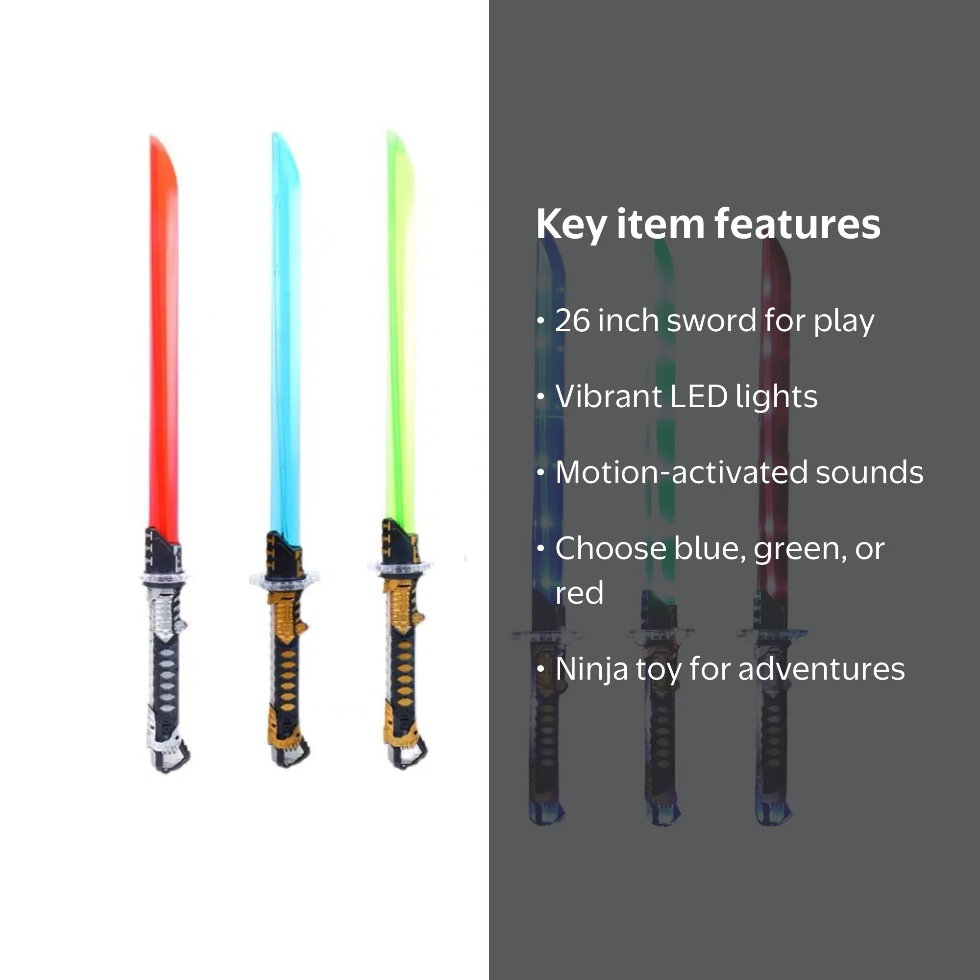 26 inch Deluxe LED Light up Ninja Toy Sword with Motion Activated
