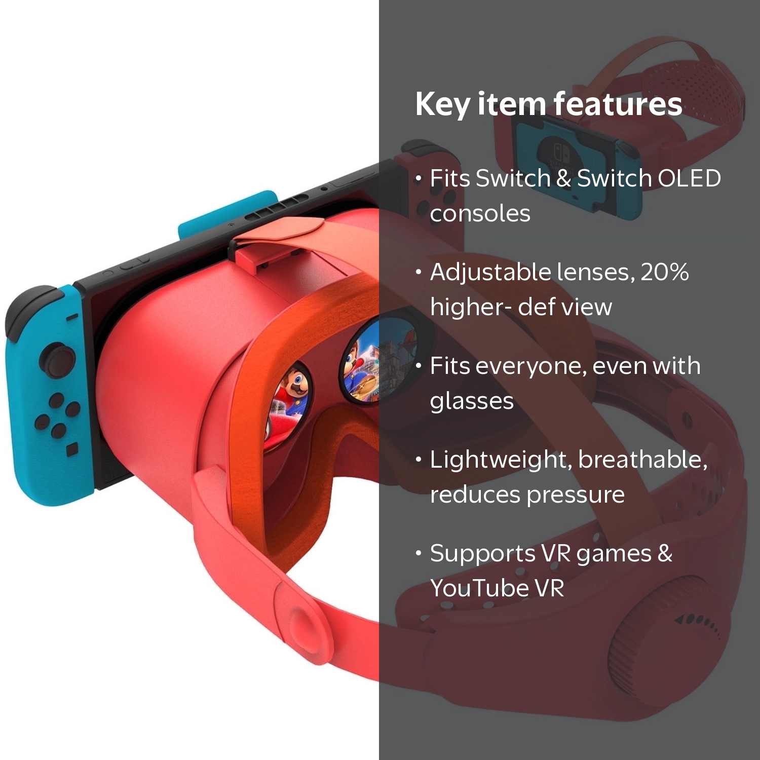 Prociv VR Headset for Nintendo Switch and OLED, Adjustable Lens