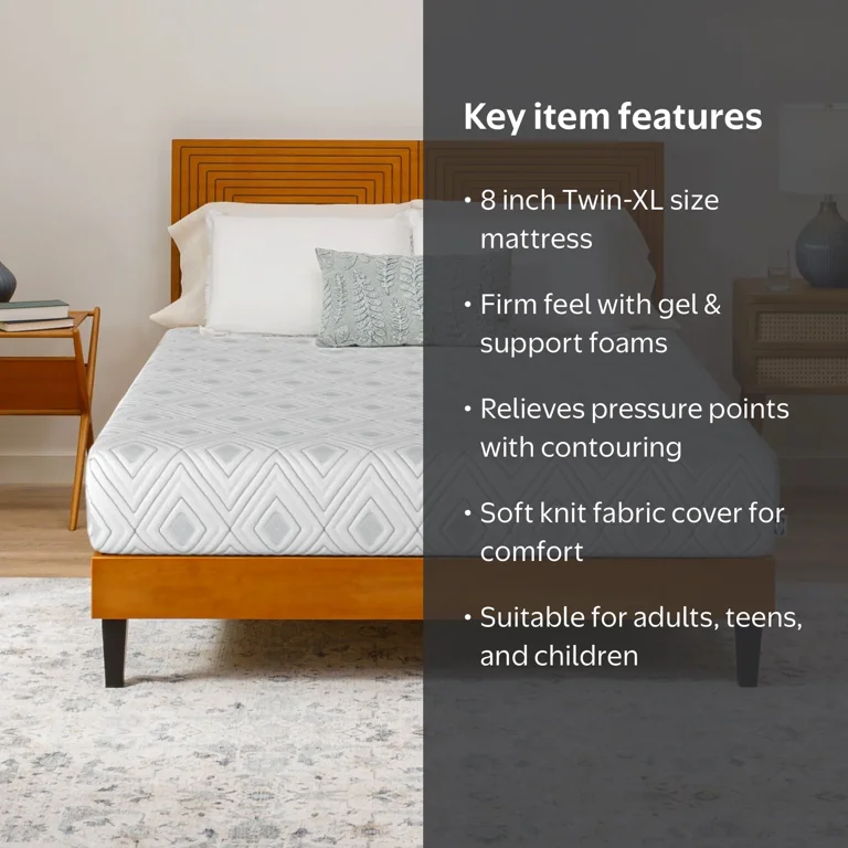 Sealy Essentials Soft 8” Gel Memory Foam Mattress-in-a-Box, Twin