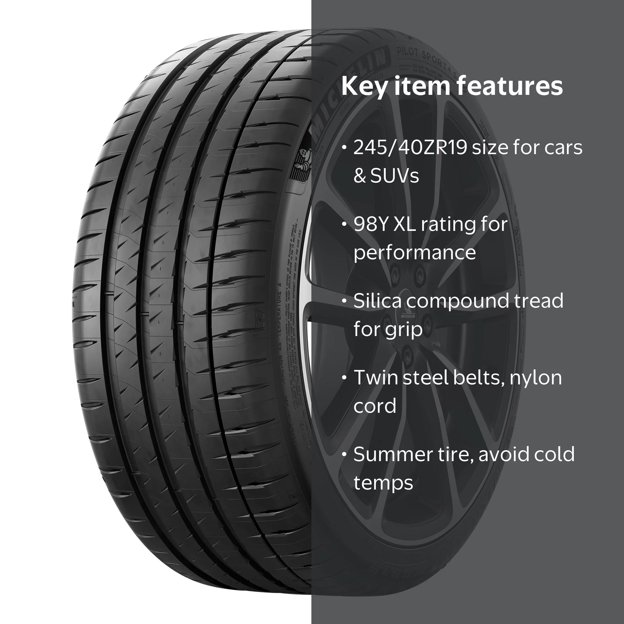 Michelin Performance Tire Pilot Sport 4S 245/40ZR19 (98Y) XL