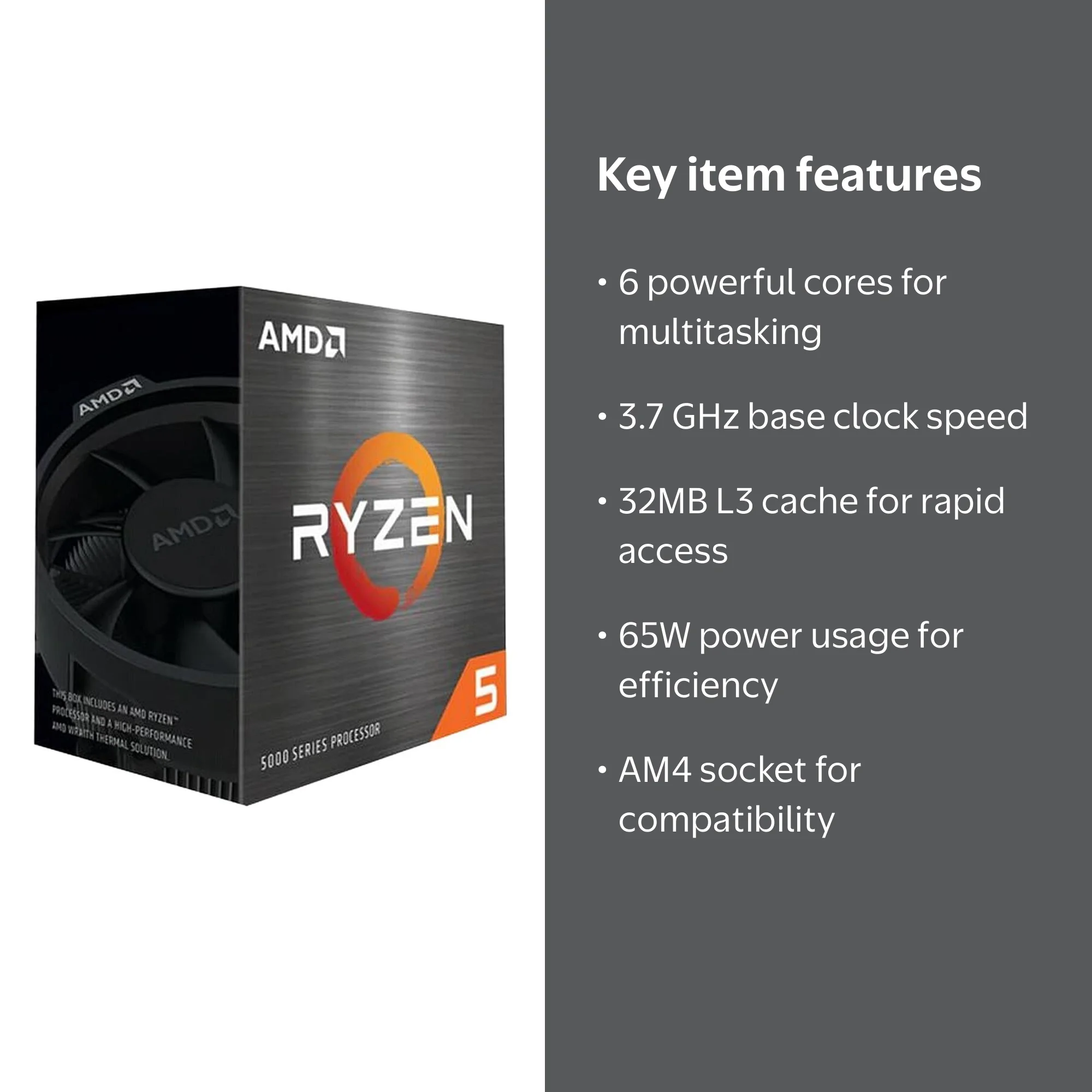 AMD Ryzen 5 5600X - Ryzen 5 5000 Series 6-Core 3.7 GHz Socket AM4