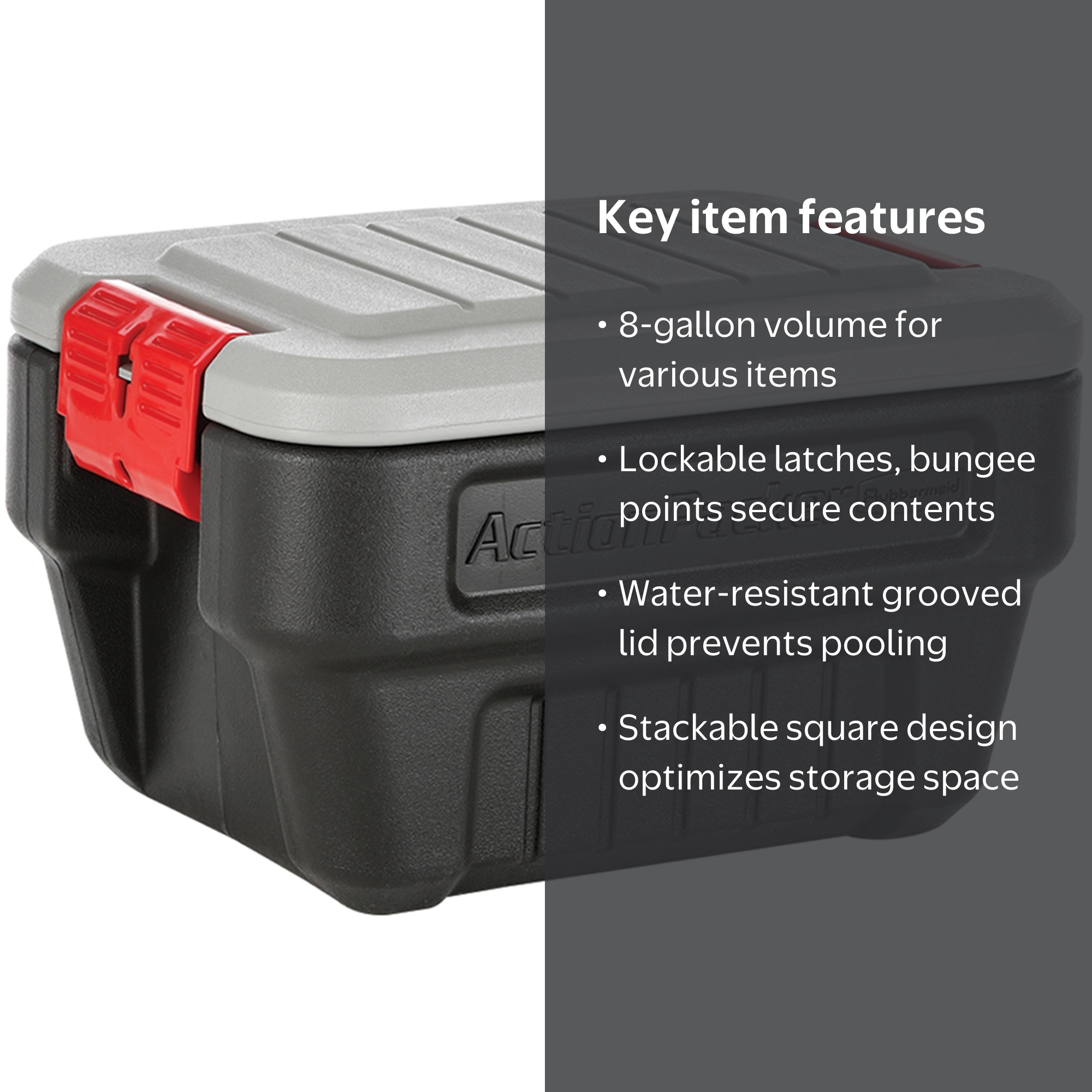 Rubbermaid 8 Gallon Action Packer Storage Bin, Heavy Duty Plastic