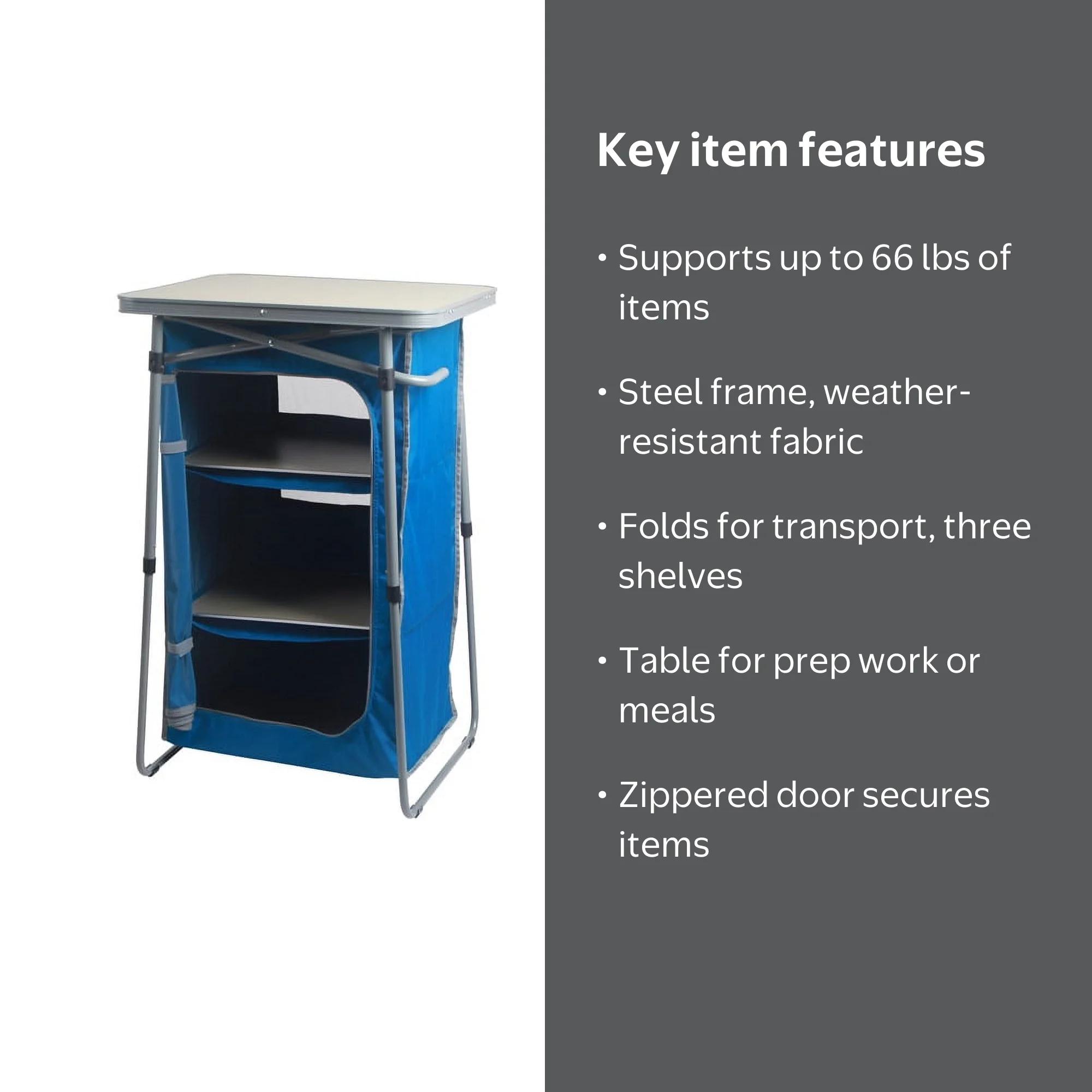 ✨Coleman INSTANT 3-SHELF CABINET✨ Ozark Trail 3-Shelf Collapsible Cabinet with Table Top, Blue, 23