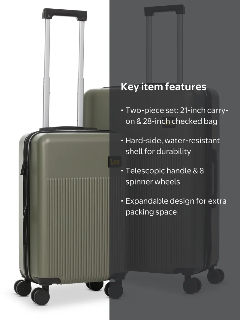 Lee 21/28 in Unisex 2-Piece Luggage Set, Olive - Walmart.com