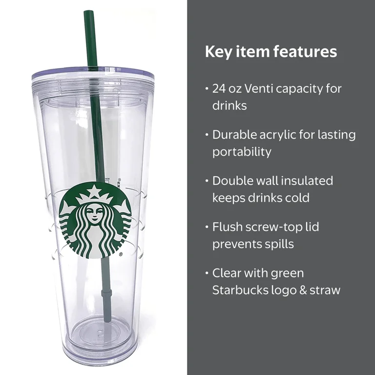 ネバギバ　スタンダード Starbucks Clear Acrylic Venti Tumbler with Green Logo and Straw