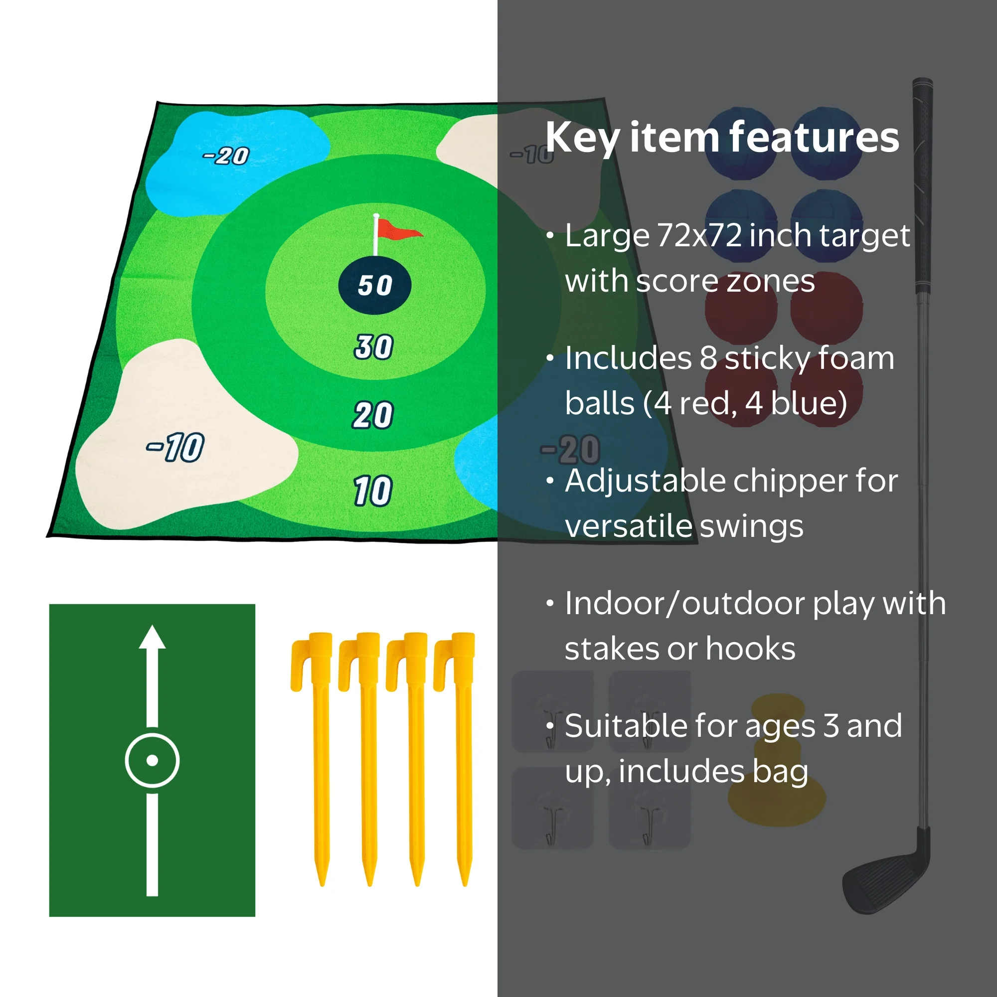 Sticky Chipping Golf Target Game, Indoor Outdoor Game, for All