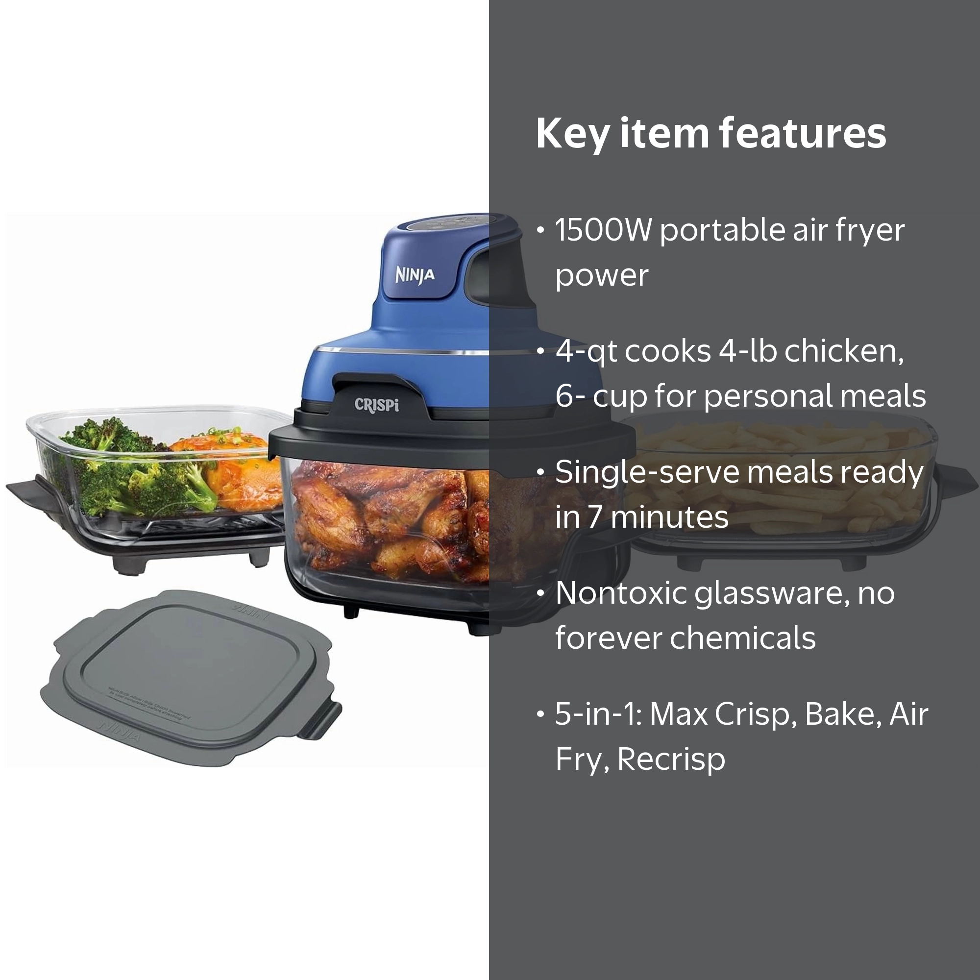 Ninja Crispi Portable Air Fryer, 1500W, 4QT & 6-Cup Glass
