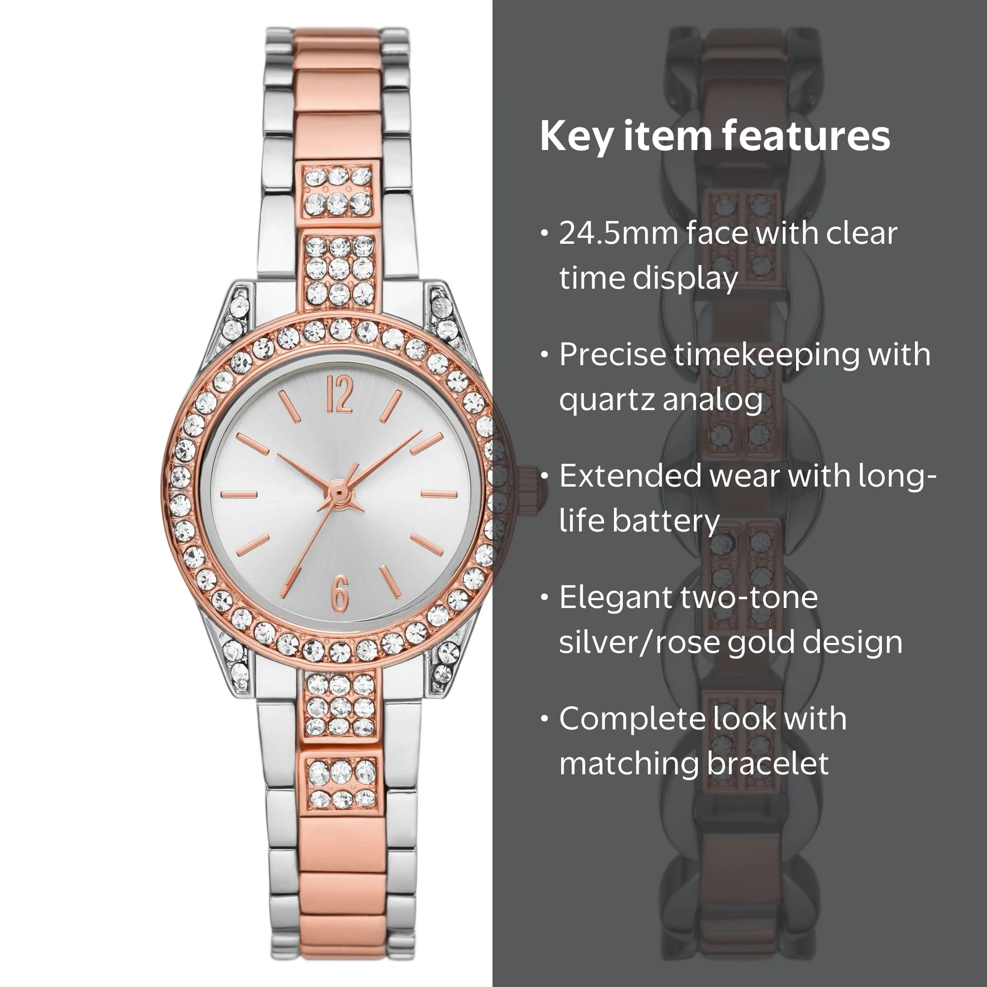 Toy Watch-Two Tone Rose Gold & White Crystal Watch DJ Two-Tone Rose Gold Roman Numerals 41MM Moissanite Diamond  main image 4