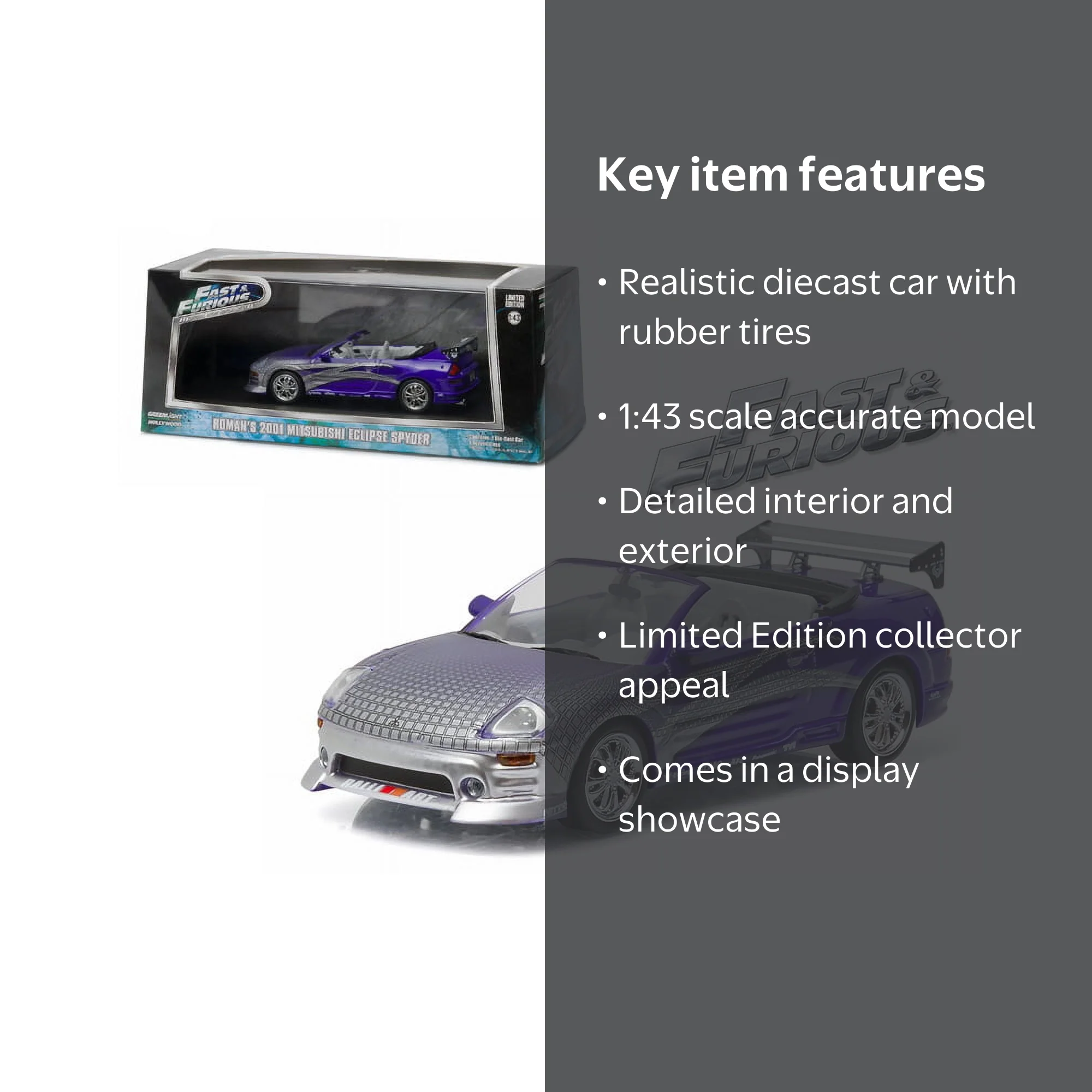 2001 Mitsubishi Eclipse, Purple, Roman's car in '2 Fast 2 Furious