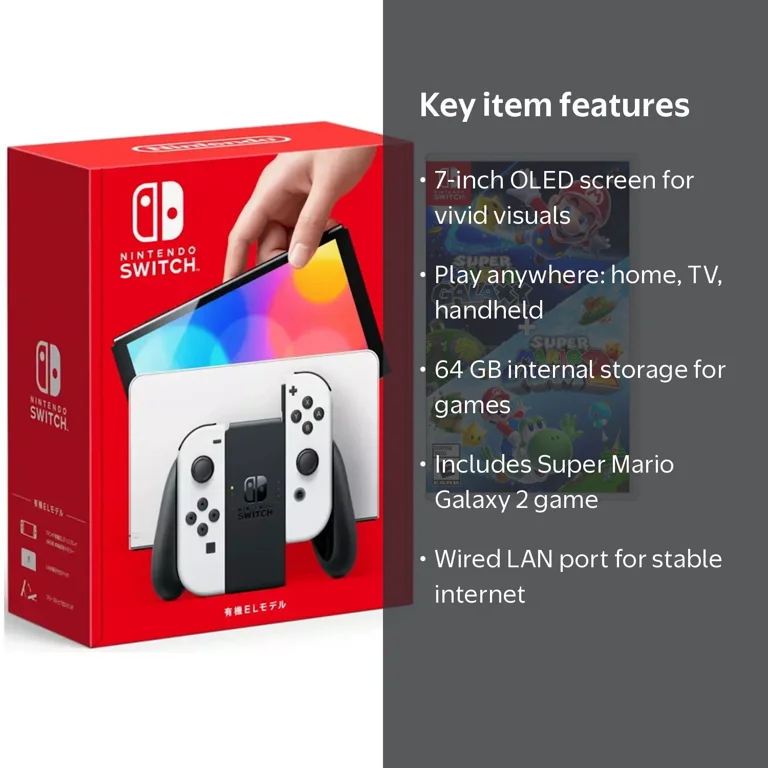 Nintendo Switch OLED White Gaming Console with Super Mario Galaxy