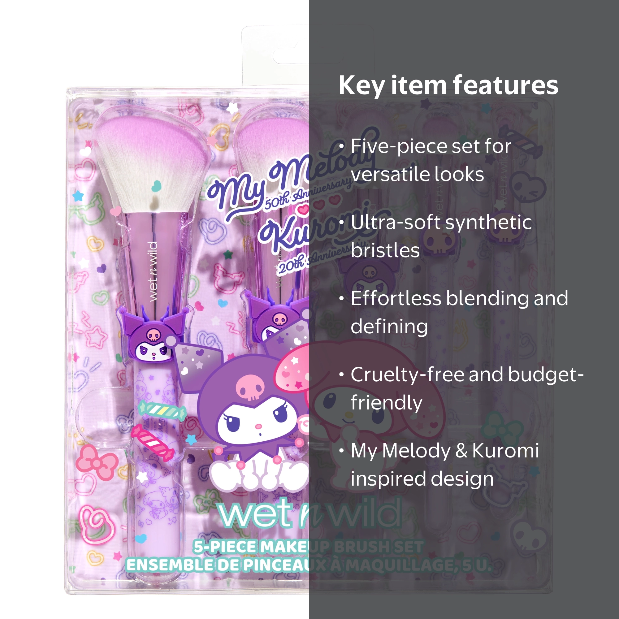 Wet n Wild x My Melody & Kuromi, Anniversary 5-Piece Makeup Brush