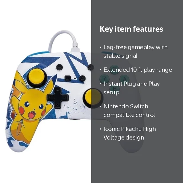 PowerA Enhanced Wired Controller for Nintendo Switch, Pikachu High