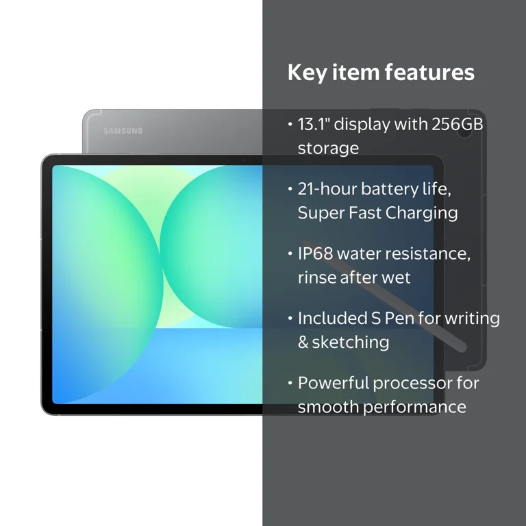 Samsung Galaxy Tab S10 FE+ 13.1” Widescreen Tablet with S Pen