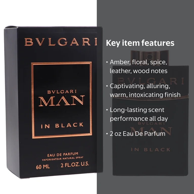 Bvlgari, Man In Black Eau De Parfum, 2 oz, Sophisticated Fragrance