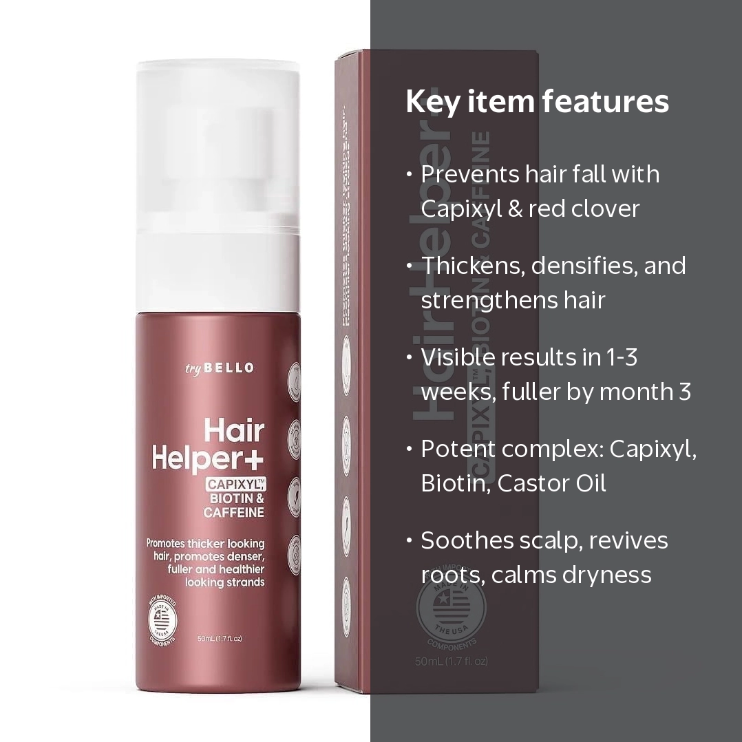 Trybello Hair Helper + Spray | Hair Growth Serum, powered by