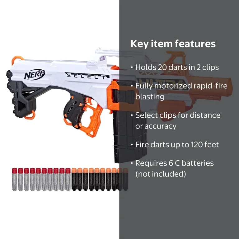 Nerf, Dart Blaster, Ultra Select Fully Motorized, Includes 20