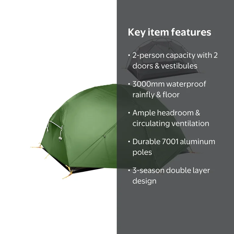 Naturehike Mongar Backpacking Tent, 2-Person Lightweight