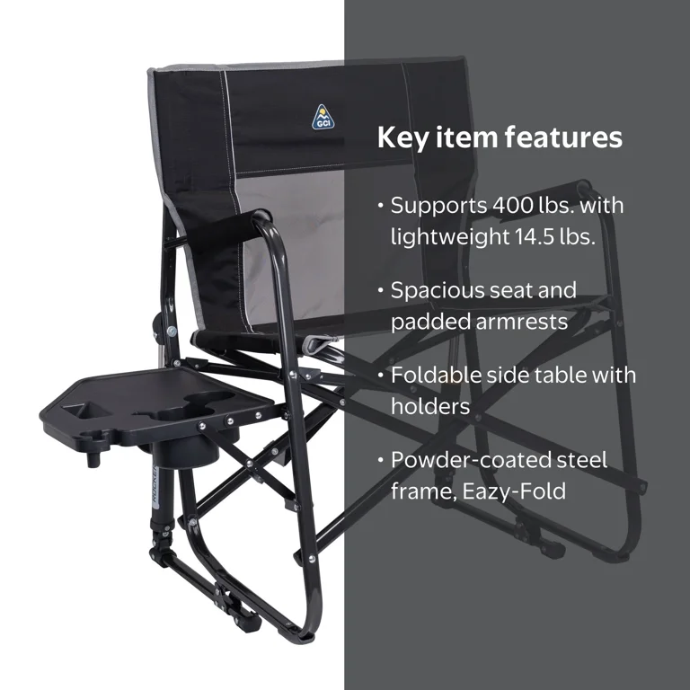 GCI Outdoor, Oversized Rocking Camp Chair, XL with Side Table