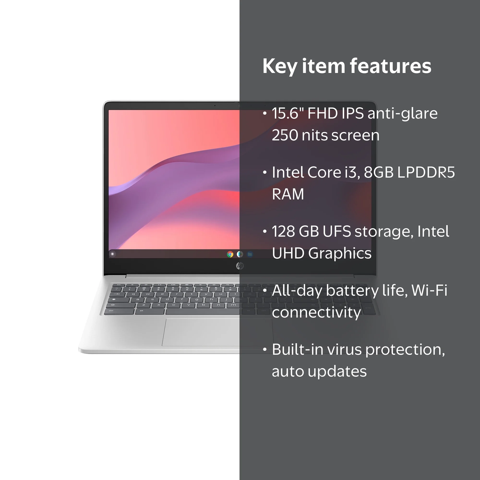 HP Chromebook Laptop with Large 15.6
