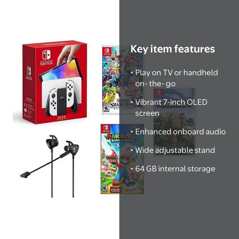 Nintendo Switch OLED Model Console - 64GB Internal Storage, Neon