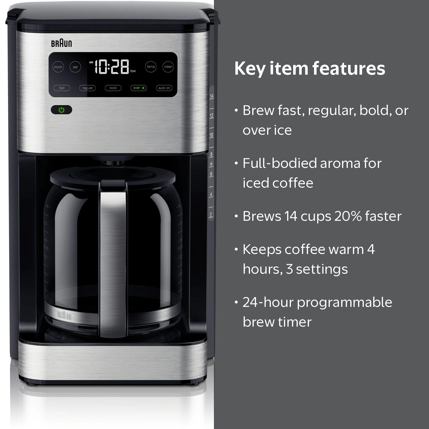 Braun, Coffee Maker, KF5650, 14-Cup Fast Brew with Touch Display
